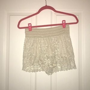 White lace shorts